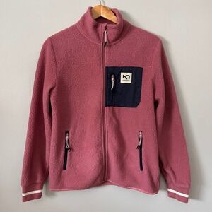 Kari Traa Rothe Jacket Womens Medium Rose Pink Sherpa Full Zip Fleece Mock Neck